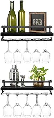 Wall Mounted Wine Rack, 2-pack, Black