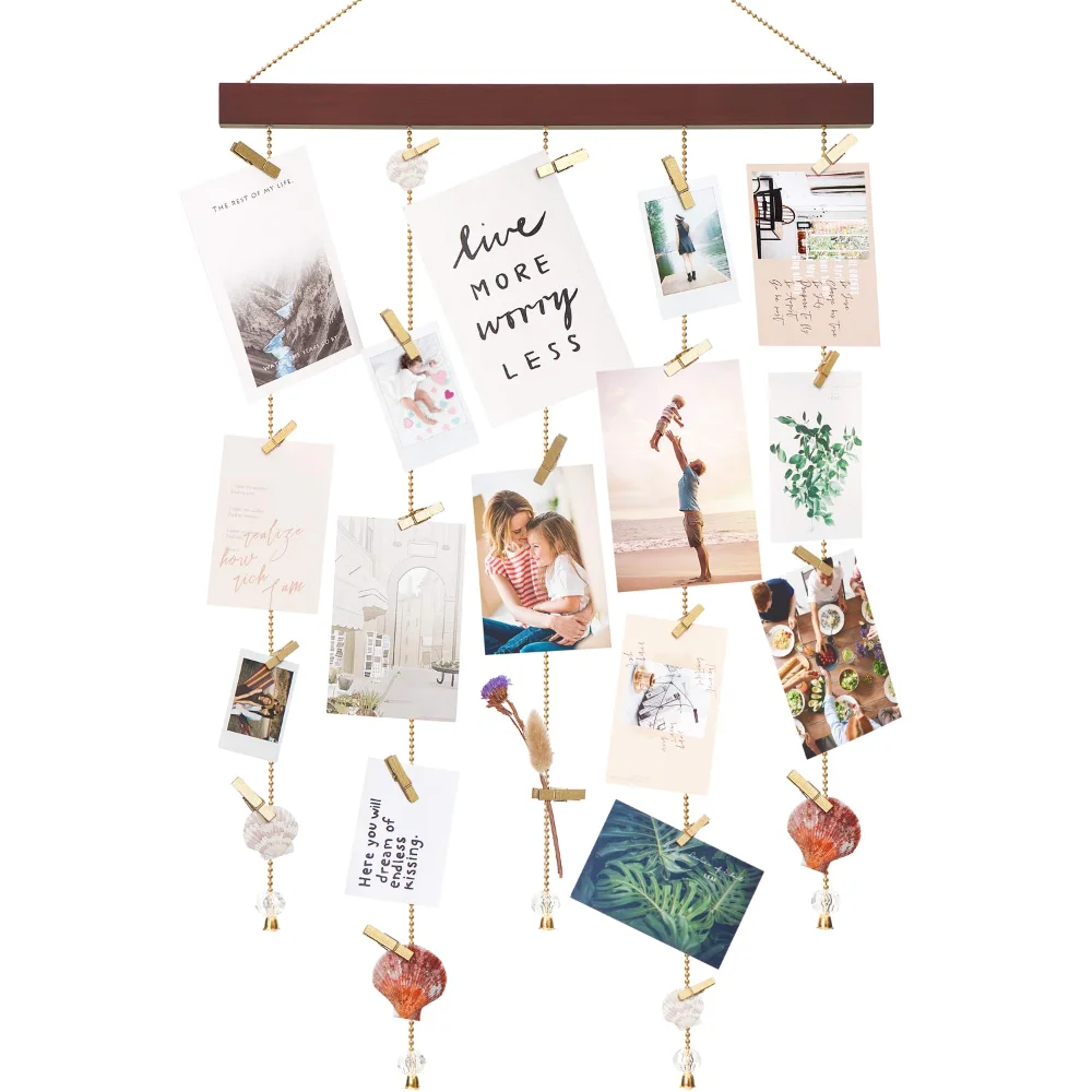 Hanging Photo Display, 33 in, Brown