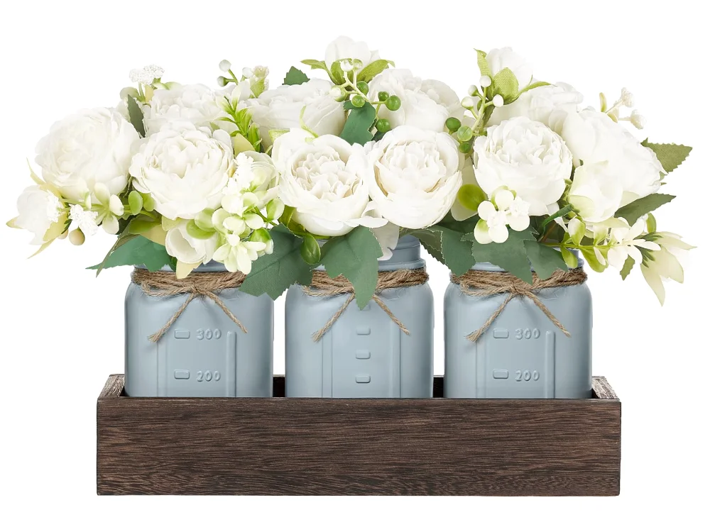 Mason Jar Centerpiece, Blue