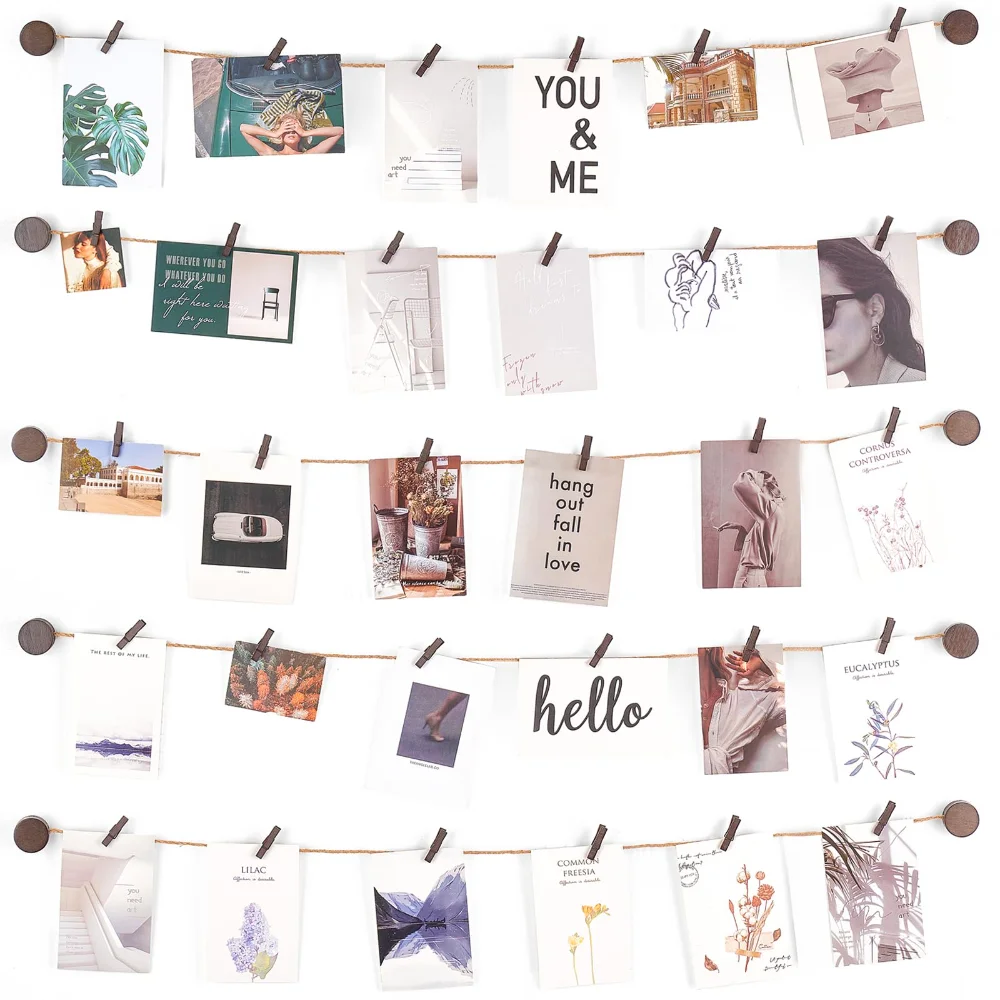 Hanging Photo Display Pictures, 30 clips, Brown