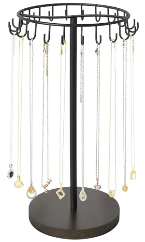 Necklace Holder Organizer, 22 hooks, Black