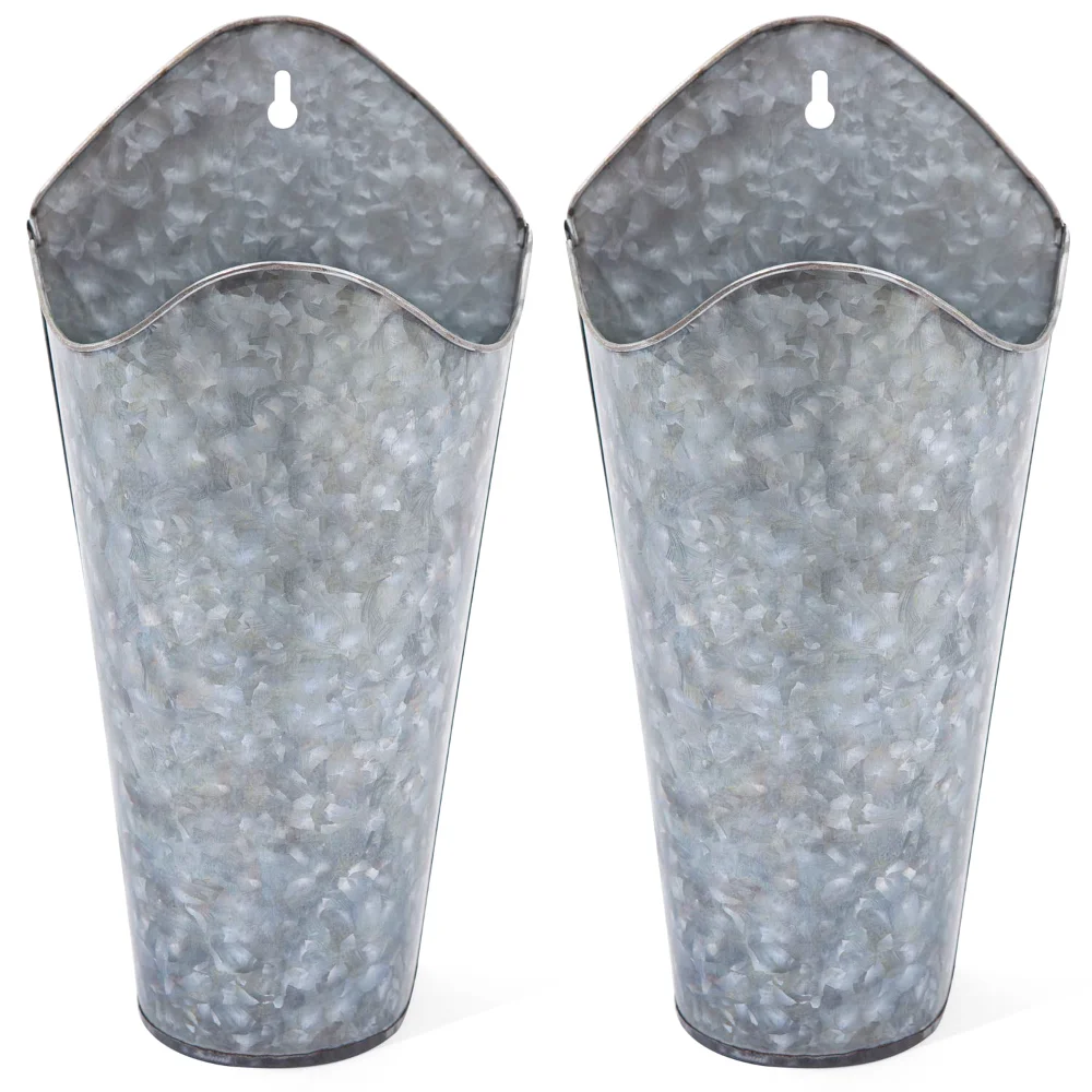Metal Wall Planter, 2-pack, Silver