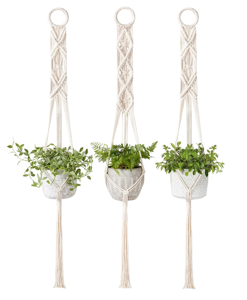 Macrame Plant Hanger, 39 in, 3-pack, Ivory