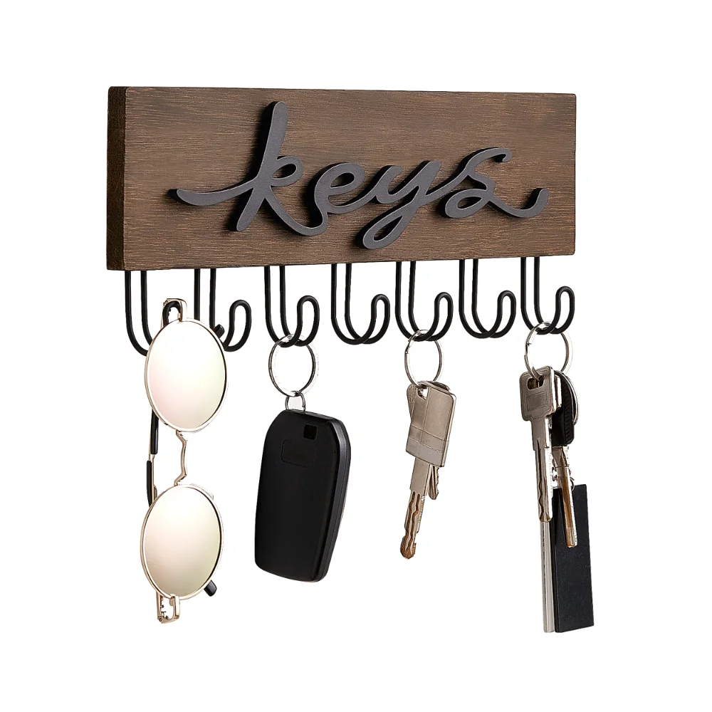 Key Holder, 7 hooks, Brown