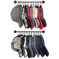 Hat Organizer Rack, 20 hooks, 2-pack, Black
