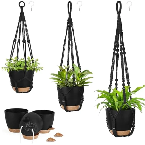 Hanging Planter, 3-pack, Black