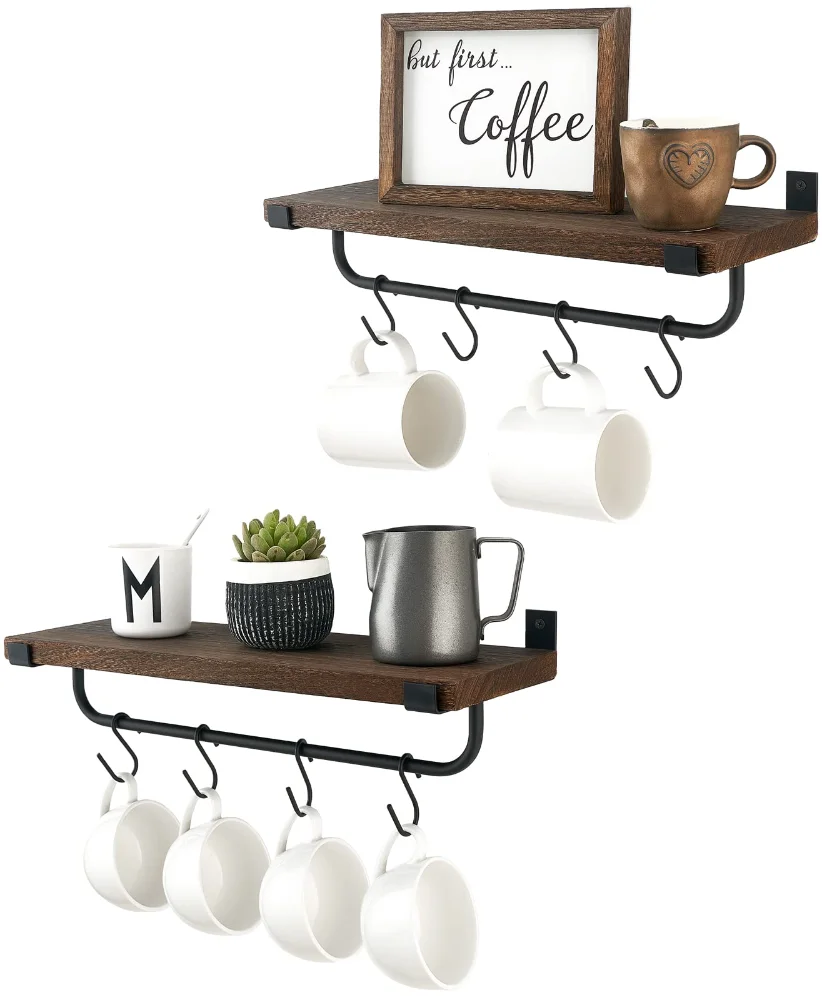 Coffee Bar Shelf, 2-pack, Brown