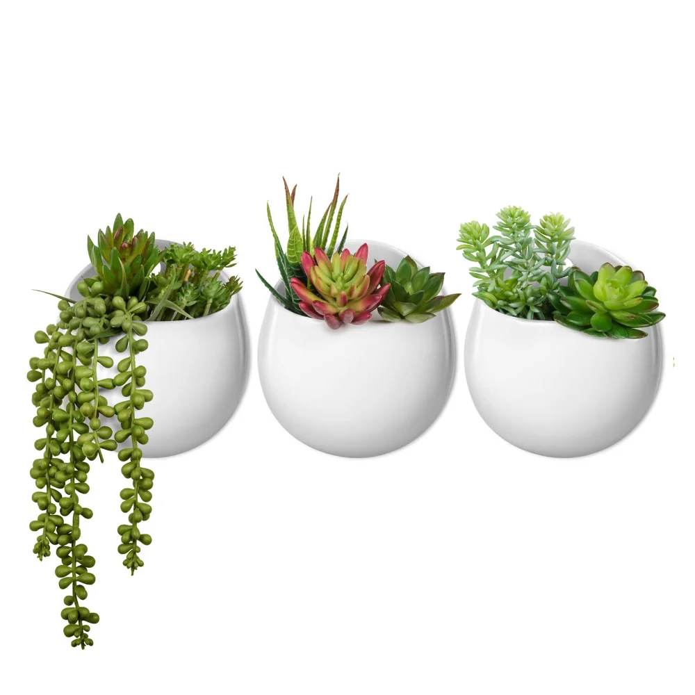 Wall Planter Ceramic, 3-pack, White
