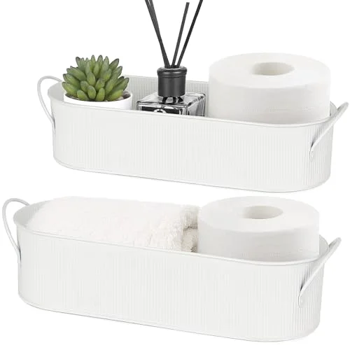 Metal Storage Basket, 2-pack, White