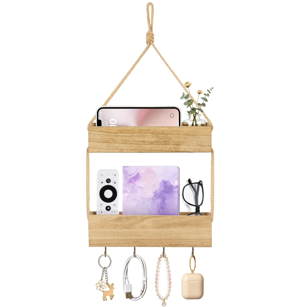 Bedside Shelf Organizer, Brown