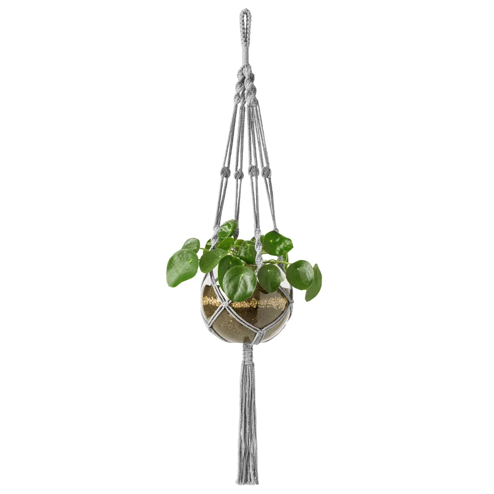 Macrame Plant Hanger, 41 in, Gray