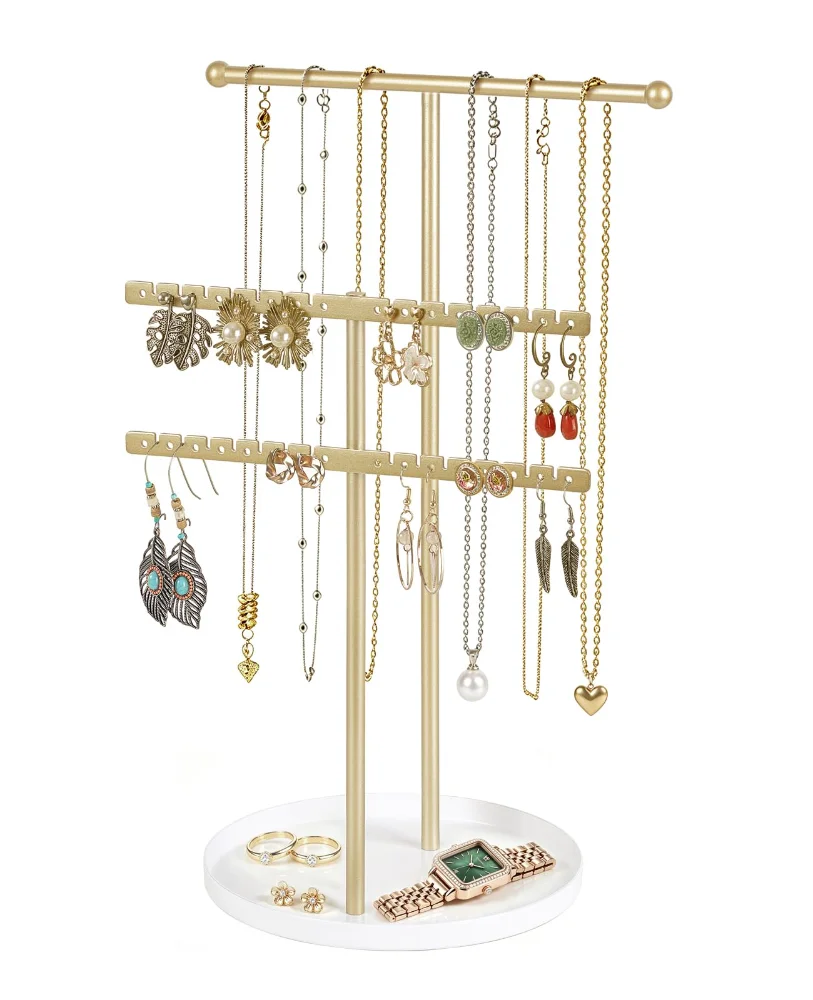 Jewelry Organizer Stand Gold Necklace, 3 tiers