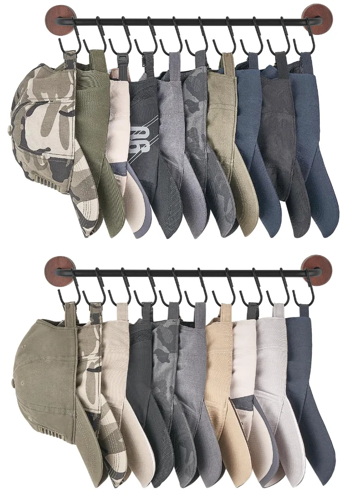 Hat Organizer, 20 hooks, 2-pack, Black