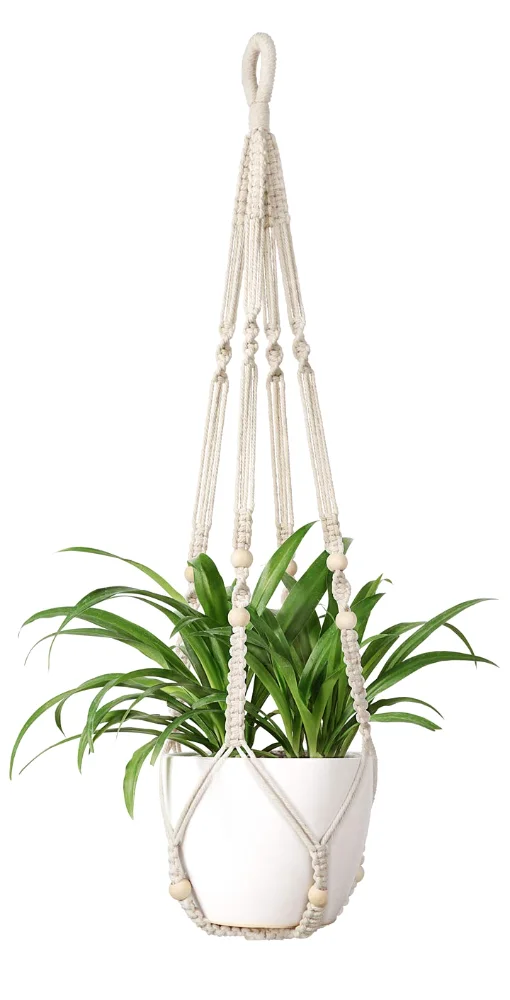 Macrame Plant Hanger, 35 in, Ivory