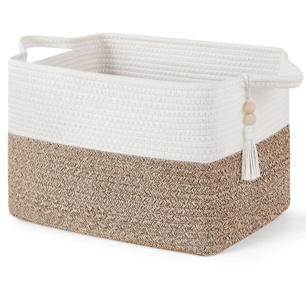 Woven Storage Basket, 13 in, White