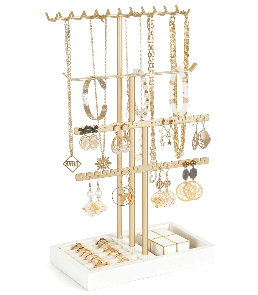 4-Tier Jewelry Organizer Stand, Gold
