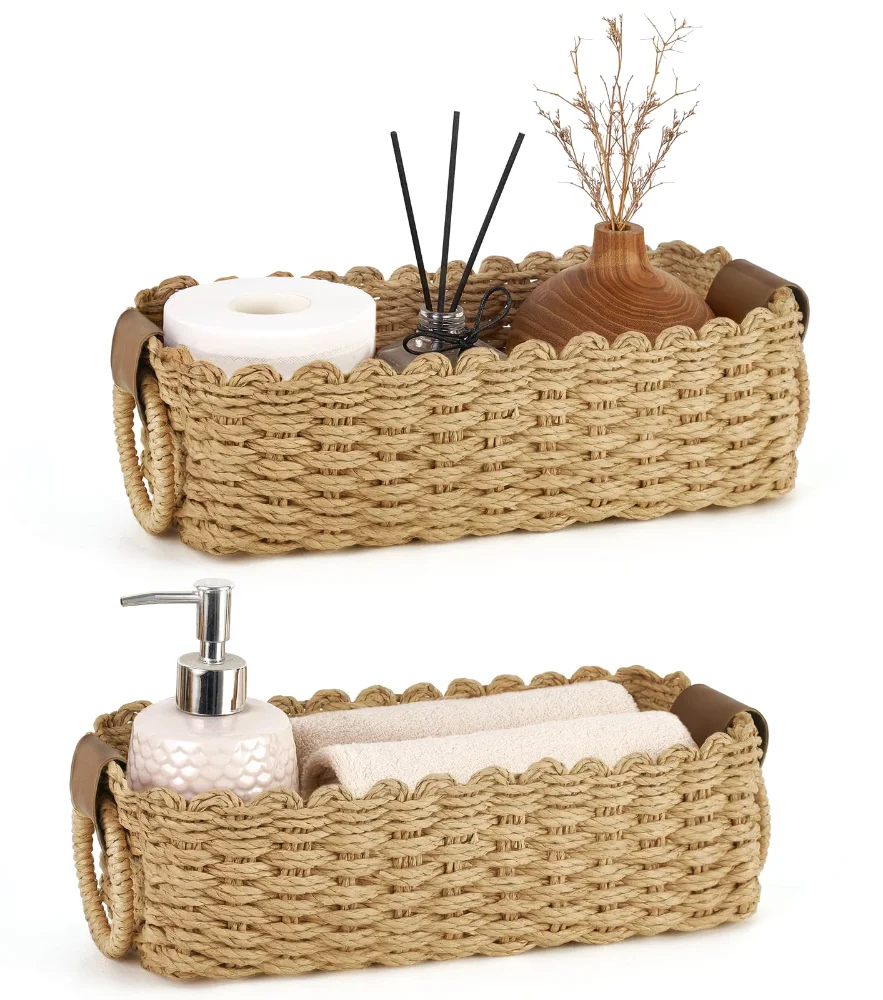 Small Paper Rope Storage Basket, 2-pack