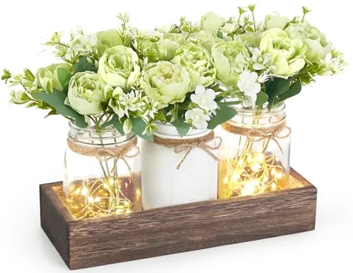 Mason Jar Lights Centerpieces, Green