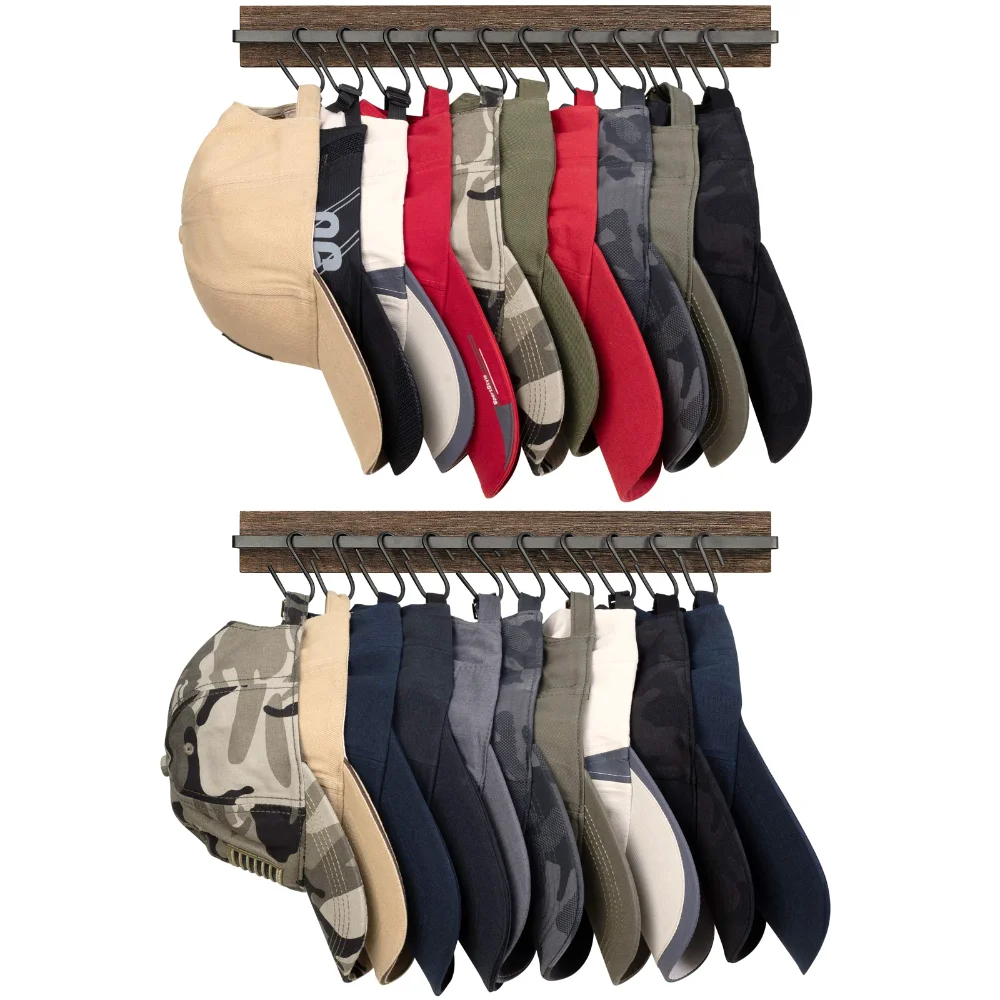Hat Rack, 20 hooks, 2-pack, Brown
