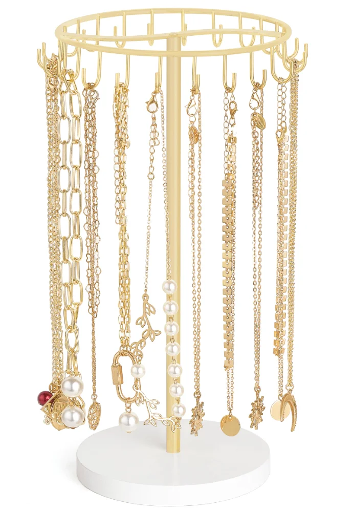 Necklace Holder Organizer, 22 hooks, Gold