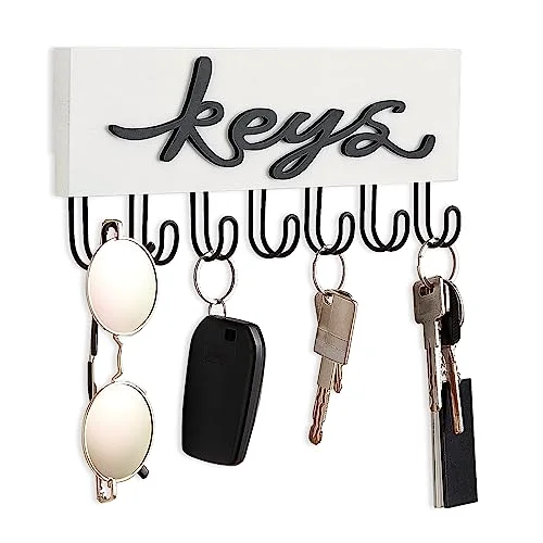 Key Holder, 7 hooks, White