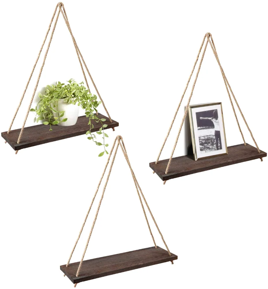 Wood Hanging Shelf, 3-pack, Brown