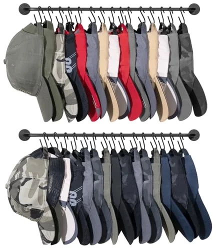 Hat Organizer Rack, 30 hooks, 2-pack, Black
