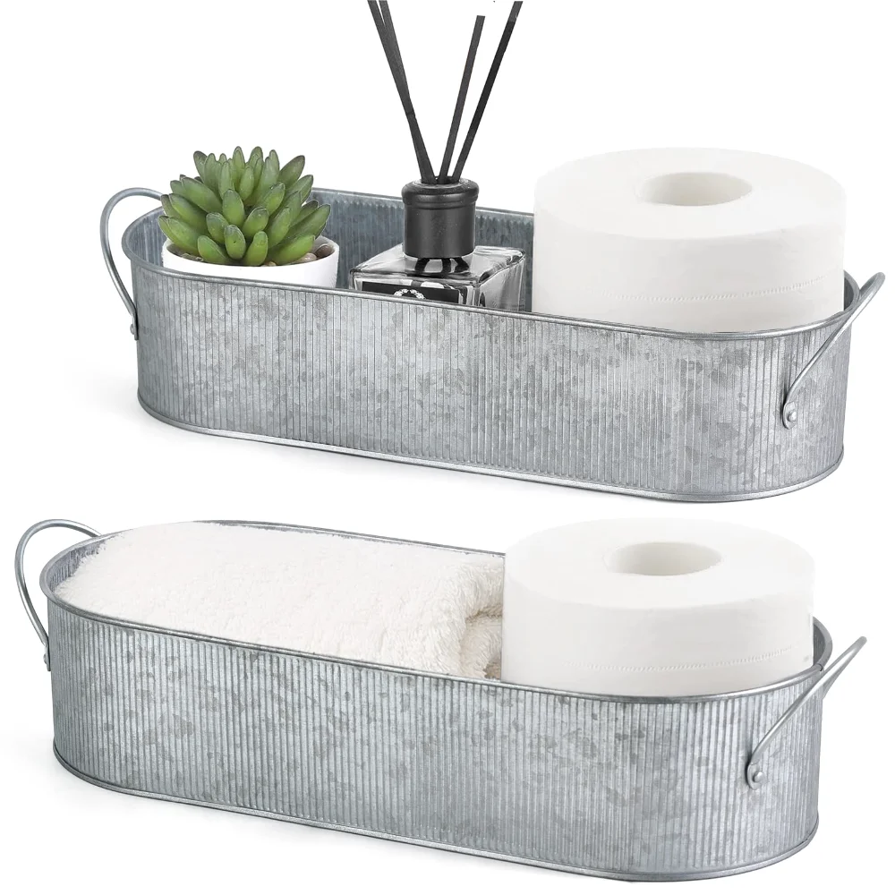 Metal Storage Basket, 2-pack, Silver