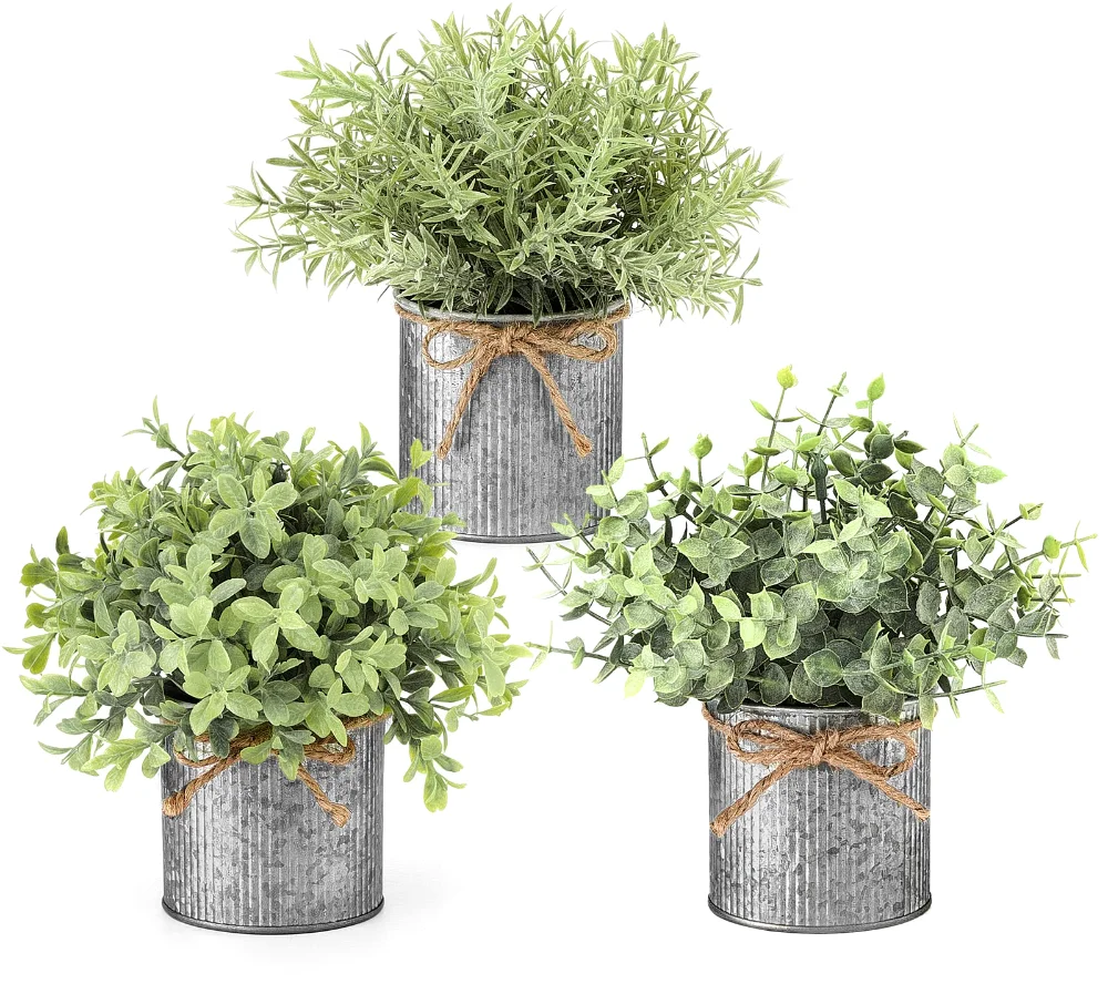 Small Fake Plants, 3-pack, Grey