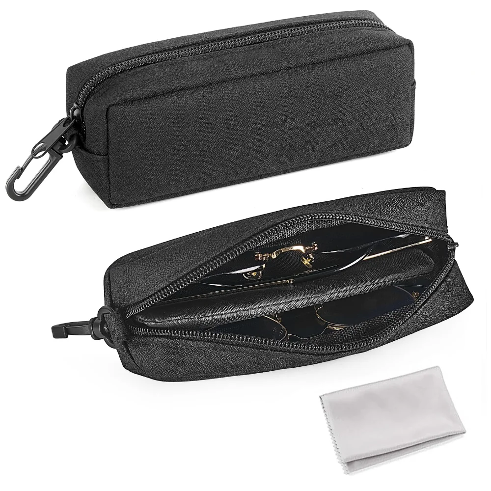 Double Glasses Case Soft Eyeglass, Black