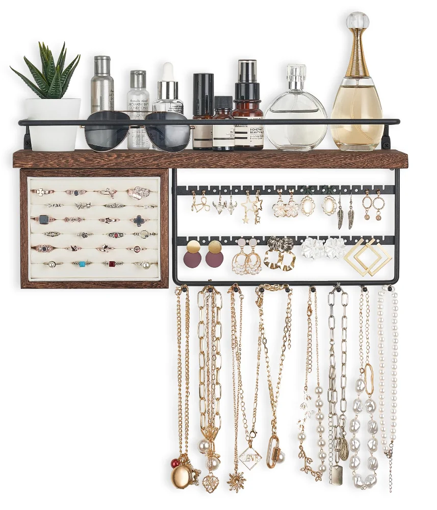 Wall Hanging Jewelry Organizer, Brown