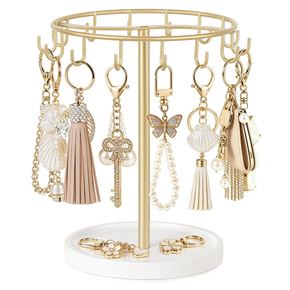 Keychain Display Stand, 14 hooks, Gold