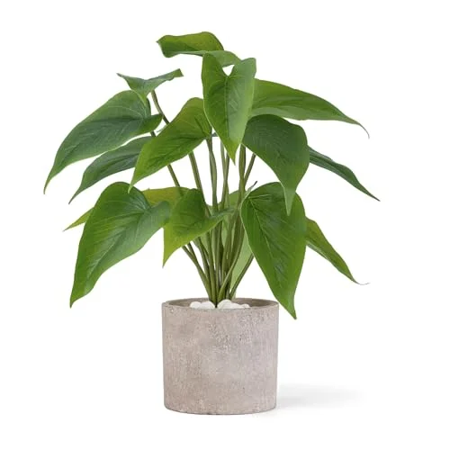 Fake Plants in Pot, 11 in, Grey