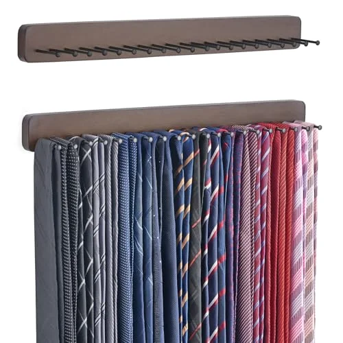 Tie Organizer, 20 hooks, 2-pack, Brown