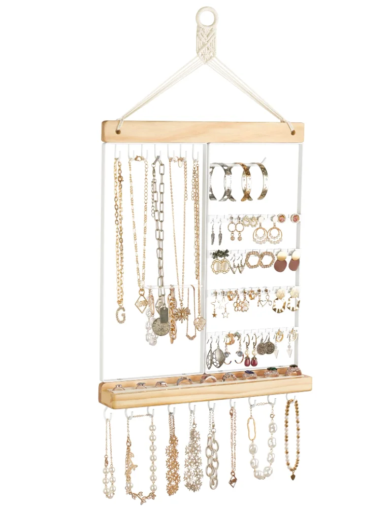 Hanging Wall Jewelry Organizer, White