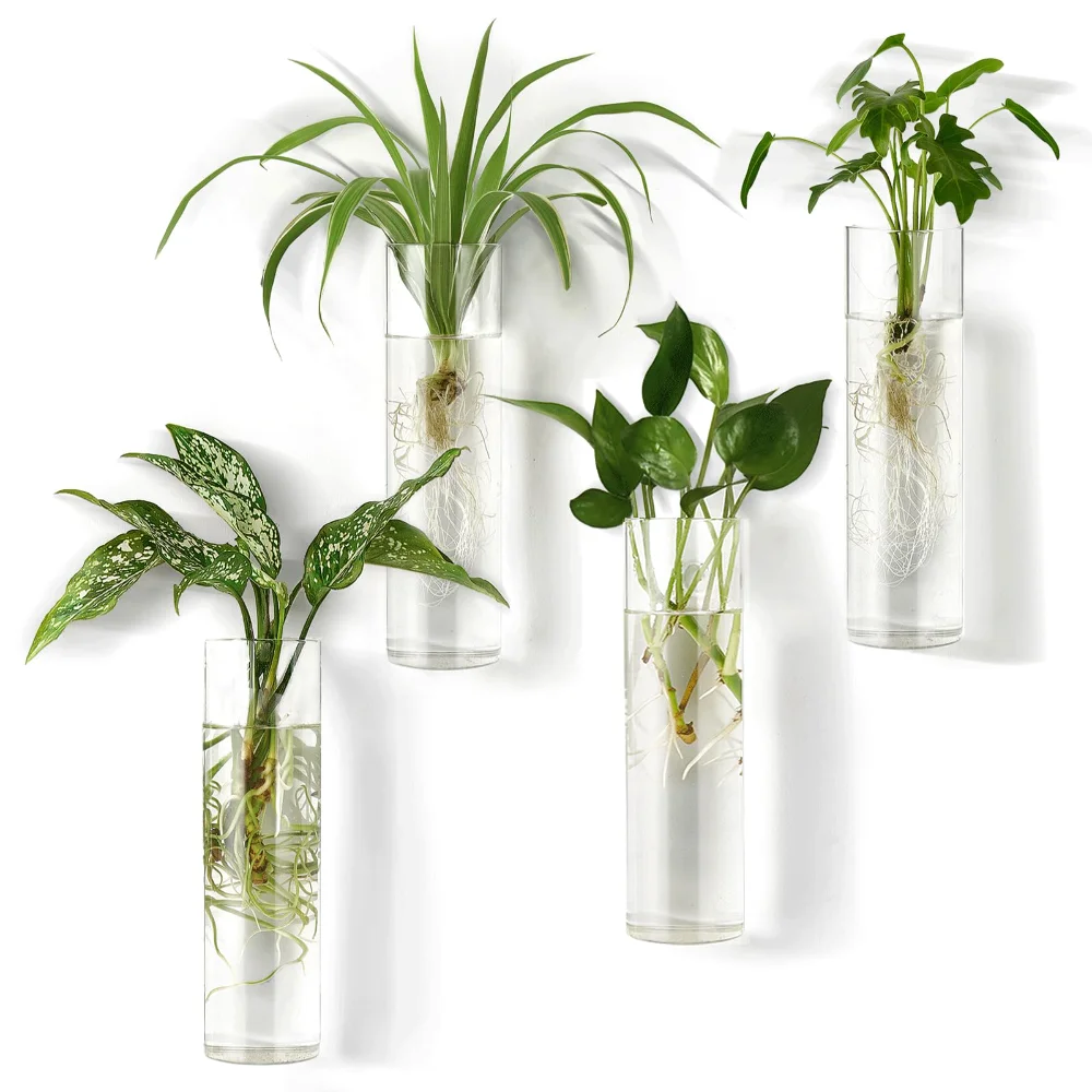 Wall Hanging Vase, 4-pack, Clear