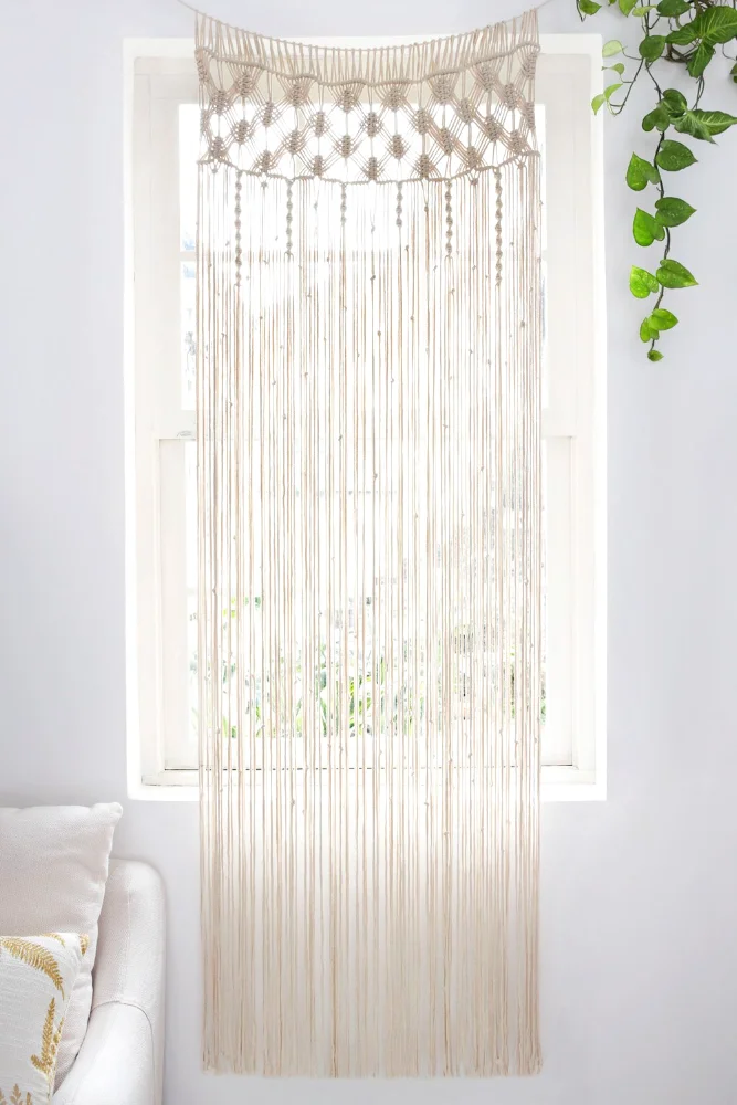 Macrame Curtain, 29 in, Ivory