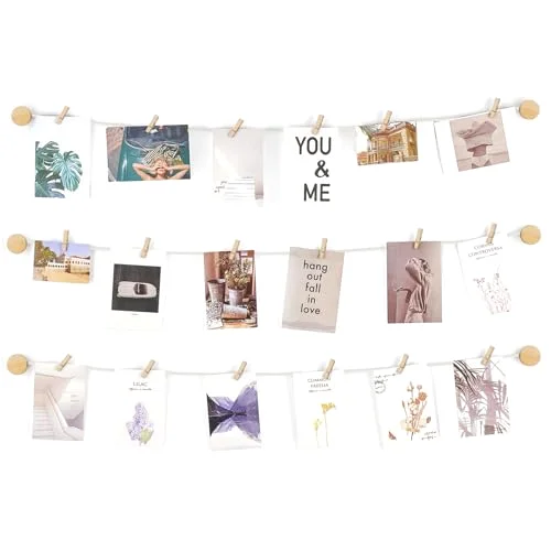 Hanging Photo Display Pictures, 20 clips, Ivory